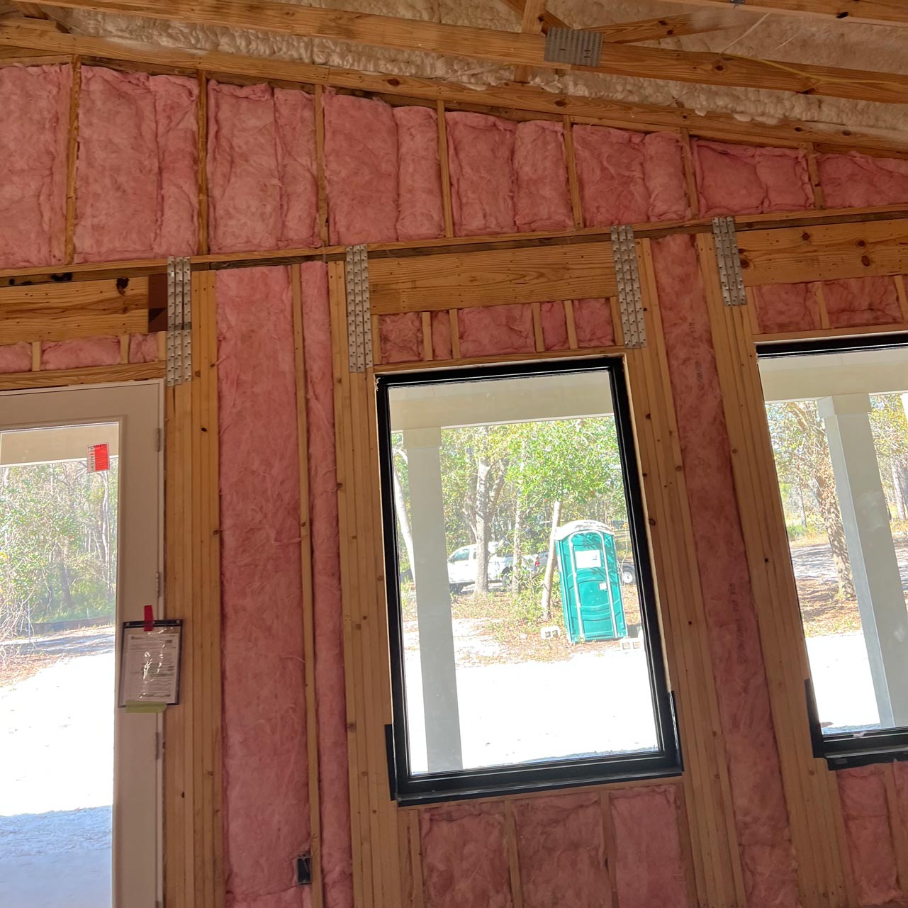Image of Batt insulation in walls of new home