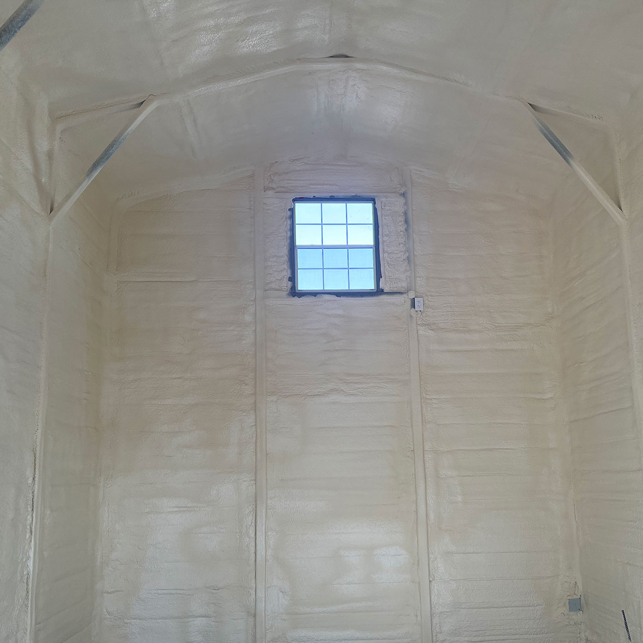 Image of Commercial Spray Foam Insulation in newly constructed metal building in Northeast Florida