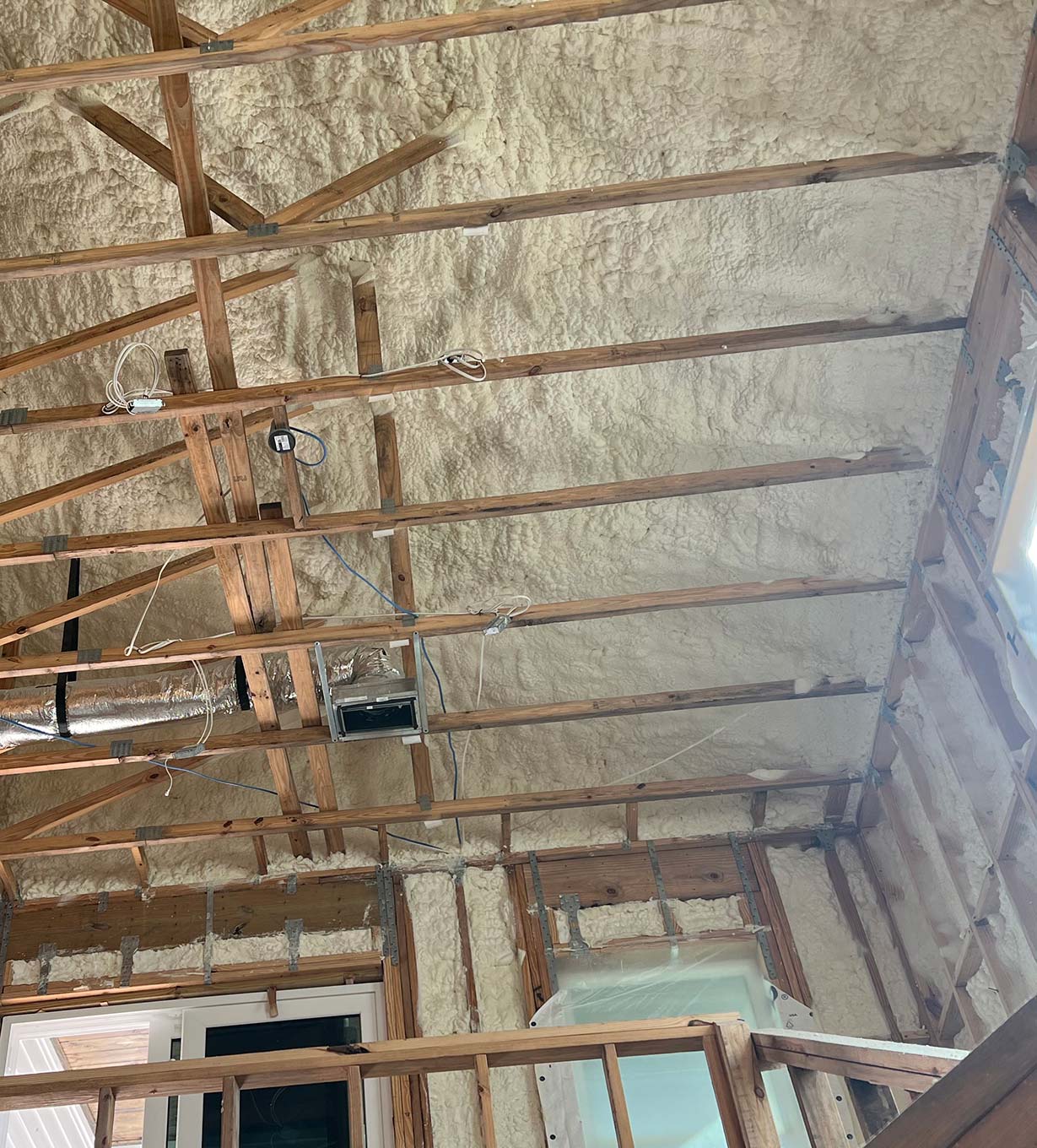 Image of residential ceiling spray foam insulation